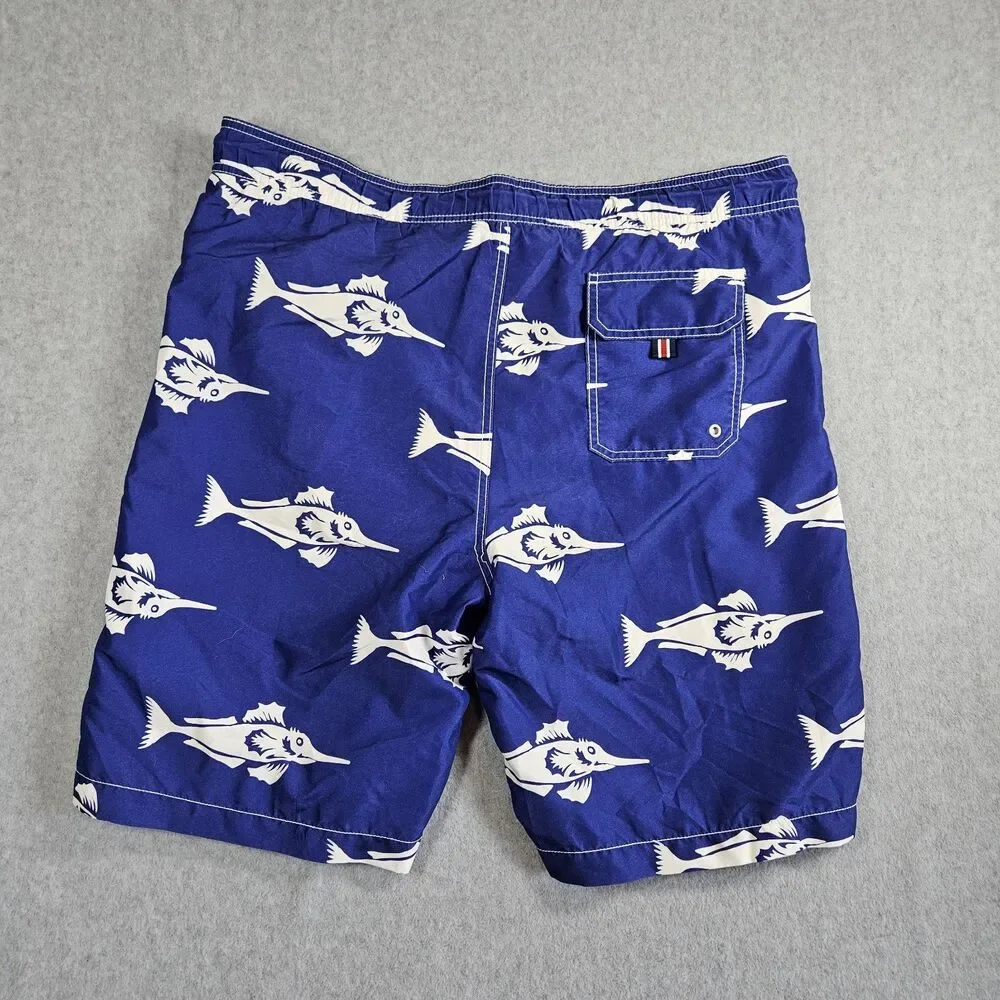 TOMMY HILFIGER Men's Blue Hawaiian Sailfish Marlin Swim Trunks Board Shorts Sz L